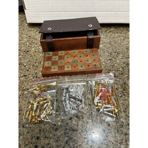 Pocket Travel Chess &. Checkers In A Wooden Box